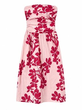 Band of The Free Strapless Pink Floral Midi Dress